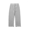 Men's Pants IN Summer Men Casual Trousers Thin Ice Silk Solid Color Elastic Waist Straight Loose Comfortable Streetwear