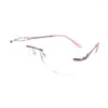 Sunglasses Frames Flexible Rimless Titanium Prescription Eyeglasses Frame For Women Oversized Ultralight Female Pilot Glasses Spectacles