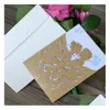 Gratulationskort Hög Garde Creative Wedding Invitation Card Laser Cut Hollow Out Party Invites med kuvert för engagemang Drop D Dhjac