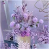 Decorative Flowers Wreaths Purple Artificial Flower Arrangement Wedding Catwalk Road Lead Table Backdrop Layout Party Wall Drop De Dh918