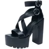 Sandaler kvinnors höga platfrom skor chunky klackar sommar kik tå ankel strap party sandalia feminina