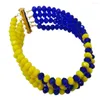 Wedding Jewelry Sets Fashion Royal Blue And Opaque Yellow African Beads Set Crystal Necklace 8JBK12