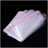 Sacchetti di immagazzinaggio 100Pcs Trasparente Autoadesivo Richiudibile Trasparente Cellophane Poly Opp Sigillo Confezione regalo Borsa Sacchetto di gioielli Drop Delive Dhwoo