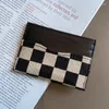 Kortinnehavare Fashion Checkered Cases for Women äkta läder mjuk kohud kvinnlig körkortsorganisatör 7 slots