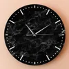 Wall Clocks Black Texture Stone Pattern Clock Silent Movement Quartz Time Modern Acrylic Printed Marble Home Decoration