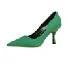 Chaussures habillées Modèle de litchi vert Dames Talons hauts pointus 7,5 cm Personnalisé Femmes Sexy Stiletto Talons Hauts Banquet Club Chaussures de Fête 0111