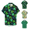 Męskie Casual Shirts Device Men Mens St. Patricks Day Print Shirt krótkie rękawie Turedown Collar Bodysuit Bodysuit Romper