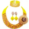 Collier Boucles D'oreilles Ensemble À La Mode Opaque Jaune Or Couleur Costume Perles Ensembles De Fête 5C-SZ-21