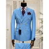 Mäns kostymer blazers ljusblå röd grön dubbel breasted smal fit män bröllop tuxedos brudgum affärsparti prom man blazer kostym homme 230111