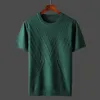 Men's TShirts Summer Men Tshirt Knitted Short Sleeves Top Sweater Solid Color Oneck Pullover Thick Slim Tees D215 230110