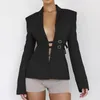Kadın Suit Ggbaofan Sonbahar Kış Kıvrılmış Blazers Seksi Ceketler Kadınlar Moda Kıyafetleri Ofis Lady Coats Blazer Büyük Boy