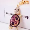 Keychains fofos Crystal Rhinestone Tortoise Keyrings Key Chains Holder para pingente de bolsa de carro B095