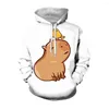 Heren hoodies jumeast 3d schattige capybara bedrukt voor mannen baggy overfit dier kangoero pocket hoody esthetische manga kawaii jeugdkleding