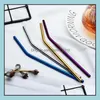 Drinking Straws Colorf Stainless Steel Sts Reusable Straight And Bent Eco Friendly Bar Tools Colored Metal Sn2267 Drop Delivery Home Dhx2S