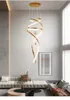 Modern Spiral Pendant Lamps Long Golden American Luxury Stairs Way Pendant Lights Fixture European Big Hanging Lamp Home Hotel Villa LOFT Hotel Hall Droplight