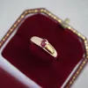 Cluster Rings CxsJeremy 18K Yellow Gold Classic Oval Natural Ruby Engagement For Women Elegant Light Luxury Wedding Band Fine Jewelry