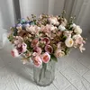 Decorative Flowers Hand Bouquet Fabric Flower Arrangement 5 Fork Camellia Simulation Small Silk