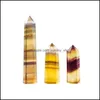 Sztuka i rzemiosło Naturalne żółte fluorytowe filar energetyczny Rough Stone Ornaments zdolność Kwarcowa Wieża Mineralna Różdżki Reiki Crystal OTC8M