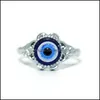 커플 반지 도매 50pcs Blue Devils Eye Alloy Mix Charm Goth Gift Turkish Women 남자 보석 드롭 배달 반지 dhles