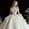 Dubai a line Wedding Dresses Plus Size Chapel Train Sweetheart crystal vestido de novia diamond beaded off shoulder Appliqued Bridal Wedding Gowns Custom Made