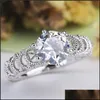 Band Rings Hollowout Crystal Finger Ring For Women Wedding Jewelry Drop Delivery Otge6
