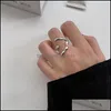 밴드 링 925 Sier Irregar Twist Ring 여성 간단한 독특한 디자인 감각 부드러운 트렌드 패션 파티 부부 DROP DEVIRAL JEWLLY OTTFL