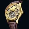 Wristwatches AESOP Real Tourbillon Skeleton Watch For Men Top Mechanical Watches Waterproof 2023 Zodiac Cattle