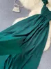 Robes décontractées Sexy taille haute Slash cou femmes Robe longue élégante grande balançoire A-ligne Vestidos Verano Vintage vert/rouge Robe de soirée pour femme