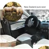 Крышка рулевого колеса 3pcs/Set Winter Wool Car ER Long Australian с подогревом меха