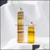 Arts et artisanat Pilier d'énergie en fluorite jaune naturel Ornements en pierre brute Capacité Tour de quartz Baguettes de guérison minérales Reiki Crystal Otc8M