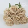 Dried Flowers 10 Flowers Bunch Vintage Roses Coffee Bean Paste Purple Grey Pink Silk Bouquet For Birthday Party Wedding Decoration Room Layout 230111