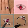 Band Rings Sparkling Red Zircon Micro Pave Crystal Cz Women Valentines Day Fashion Jewelry Drop Delivery Ottia