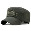 Breda brimhattar 2023 USA US Marines Corps Cap Hat Military Camouflage Flat Top Men Cotton Hhat USA Navy broderad camo