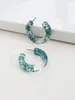 Hoop Earrings Romantic Resin Real Flower Ear Stud For Women Girl Fashion Jewelry