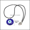 Anhänger Halsketten Evil Eye Halskette Glas Leder Seil Kette Türkisch Schützen Glück Für Frauen Männer Drop Lieferung Schmuck Anhänger Dhvqr