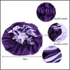 Hair Clippers Accessories Satin Bonnet Adjustable Sleep Cap Silk Wide Band Elastic Slee For Women Curly Drop Delivery Home Garden Dhs6O