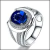 Solitaire ring luxe ringen sfeer diamant saffier Amazon wit goud vergulde tanzaniet blauw eier feestje verjaardag cadeau drop leveren dhtb7