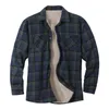 Men's Jackets Plaid Plus Fleece Jacket Men Winter Streetwear Turn-down Collar Button Thickened Shirt For Casual High Quality