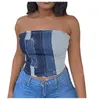 Canotte da donna Camis Influencer Top Fashion Stitching Edge Street Halter senza schienale Camicetta di jeans sexy Camicia da lavoro da donnaDonna