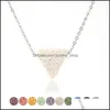 Hänghalsband Colorf Triangle Lava Stone Bead Halsband DIY Aromaterapi Essential Oil Diffuser för kvinnor smycken Drop Delivery PE DHSFP