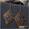Dangle Chandelier Bohemian Fashion Jewelry Womens Vintage ￶rh￤ngen Abalone Shell Rhombus Drop Delivery DHL03