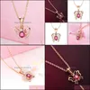 Pendant Necklaces Rose Gold Necklace Dancing Butterfly Gemstone 18K Cutout Ruby Pendants Party Gift Jewelry Drop Delivery Dhyix