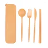 Dinnerware Sets 4PCS/Set Cutlery Spoon Fork Chopsticks With Box Students Portable Tableware Travel Lunch Accessories