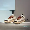 2023 Nya mode sneakers designer mesh vävda snörningskor präglade män kvinnor i kalvskin sko gummiplattform hög kvalitet