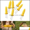 Bbq Tools Accessories Stainless Steel Corn Holders On The Cob Skewers Fruit Forks Outdoor Barbecue Fork Kitchen Tool Drop Delivery Dhp8O