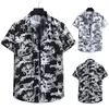 Men's Casual Shirts Summer Men Cardigan Short Sleeve Hawaiian Beach Shirt Flower Men's Turtleneck Vestidos Camisas De Hombre