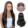40Inch Bone Straight Peruvian Lace Front Human Hair Wigs Remy Transparent T Part Wig