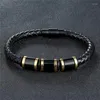 Link armbanden 2023 mode sieraden mannen leer roestvrij staal mannelijke retro armband vrouwen persoonlijkheid cadeau huizen pulseira