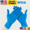 Gants de nettoyage Us Stock Blue Nitrile Jetable Powder Non Latex Pack de 100 pièces Antiskid Antiacid Fy9518Fj25 Drop Delivery Home Dhotj