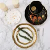 Plates Golden Stroke White Ceramic Plate Nordic Modern Steak Pasta Dinner Sea Wave Ripple Dessert Bread Dish Household Tableware